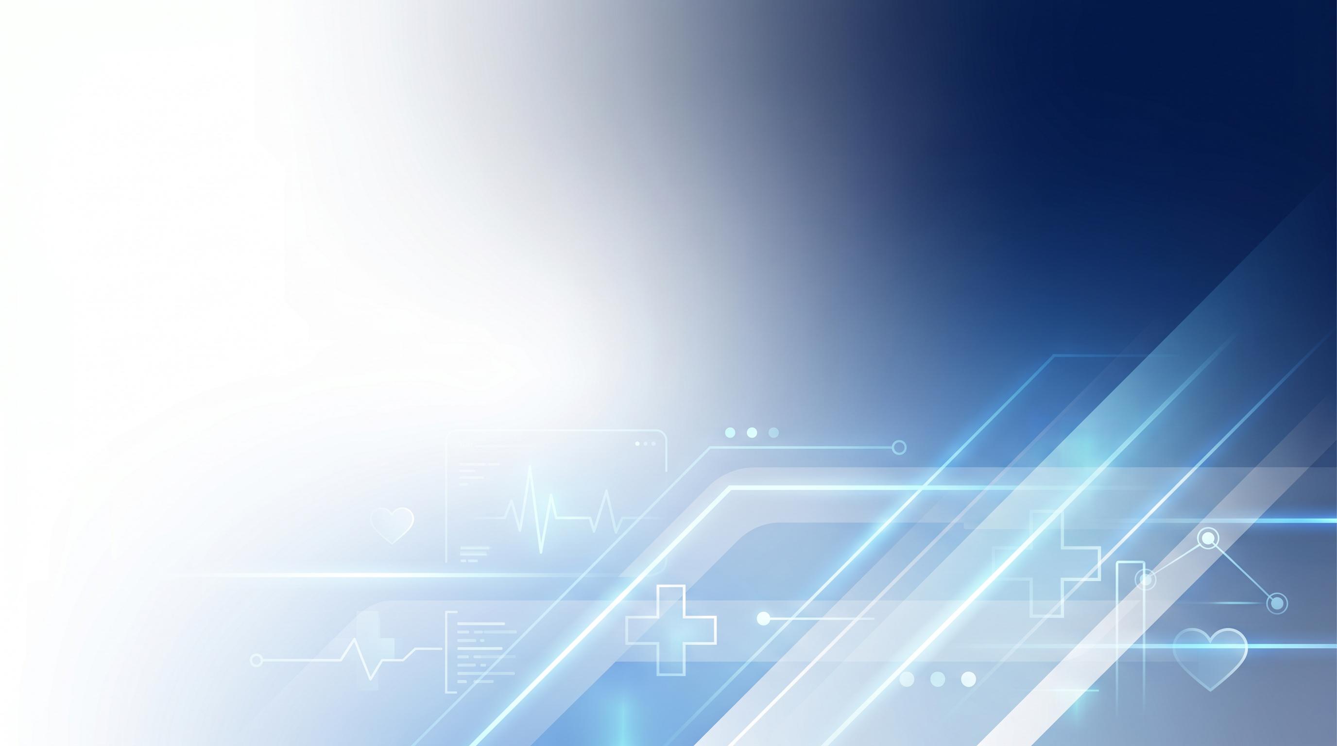 PrimeVia health-tech visual composition with clinical blue glow and medical interface elements